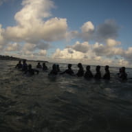 Marche aquatique de santé sur la grande plage de Saint Cast